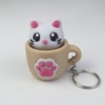 Hareketli ve sesli stres atıcı anahtarlık (Bardak Kedi)