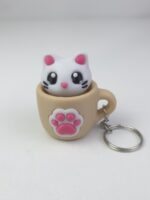 Hareketli ve sesli stres atıcı anahtarlık (Bardak Kedi)